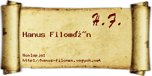 Hanus Filomén névjegykártya